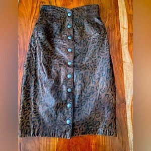 Michael Hoban North Beach LeatherLeopard Print Button-Down leather Skirt